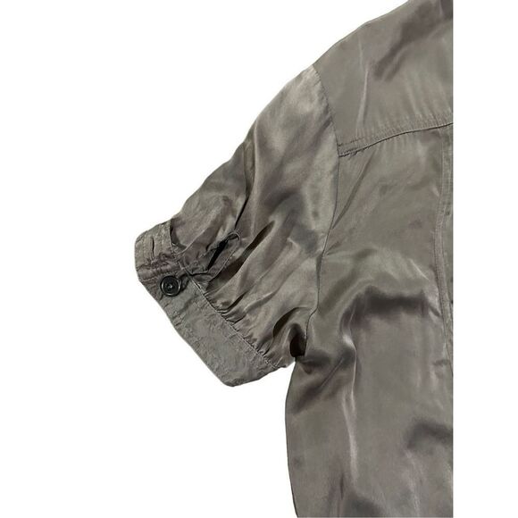 Ann Taylor 100% Silk Bronze Brown Cargo Utility Shirt Dress sz 14 - Picture 9 of 11